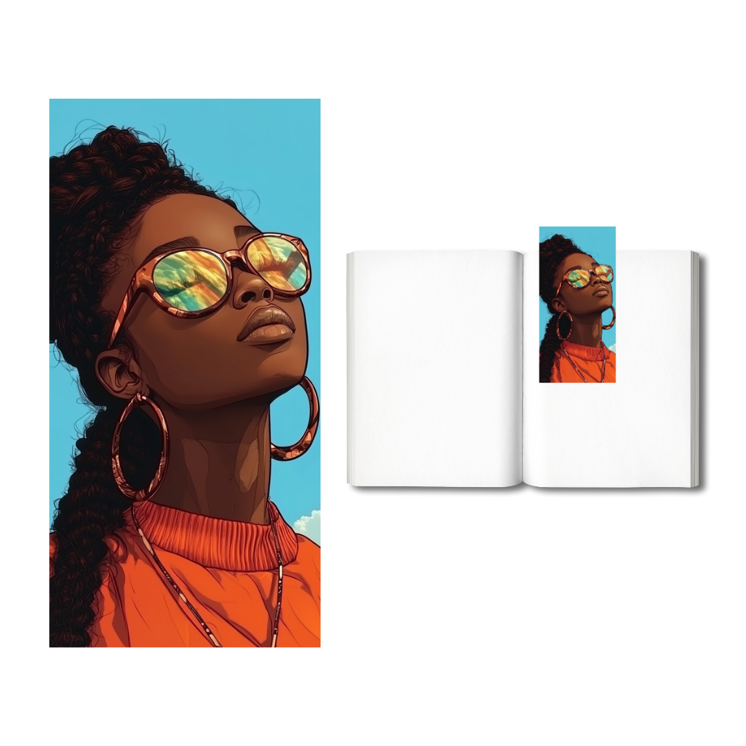 Woman w/Shade and Orange Shirt Large Bookmark