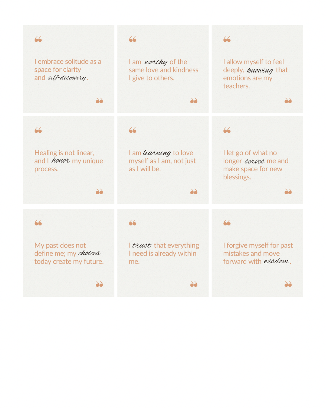 Long Quote Affirmation Cards