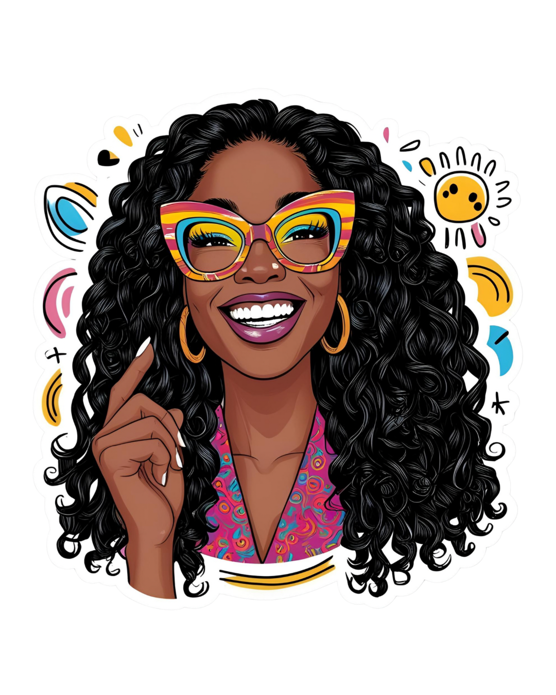 Black Women Colorful Sticker