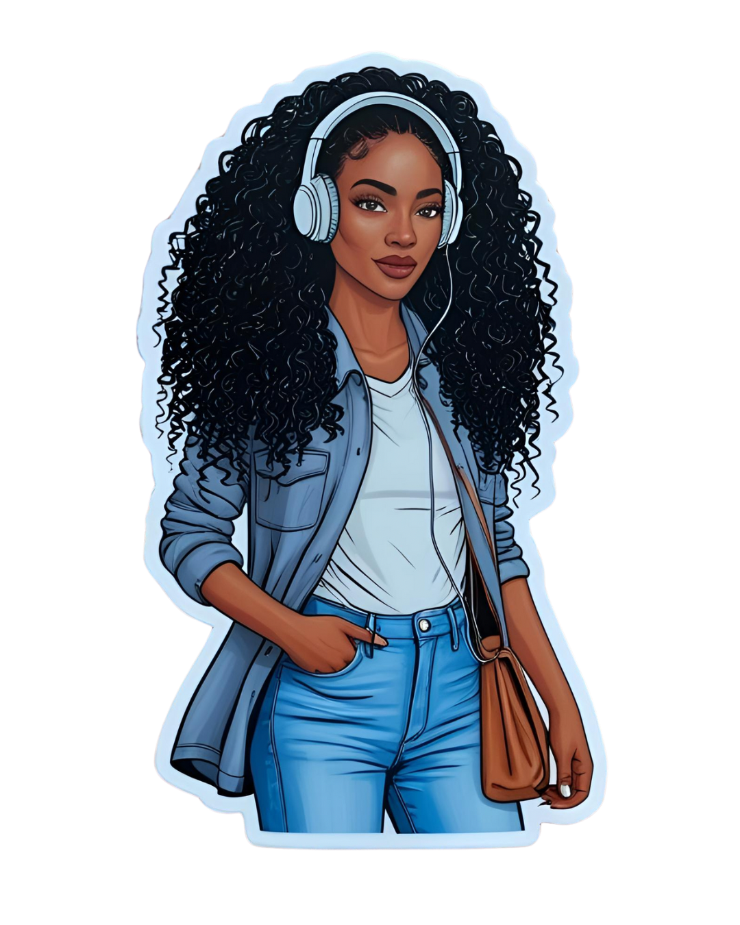 Black Woman with Headphones Sticker