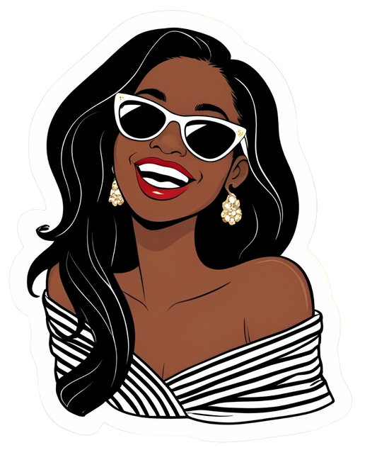 Black Woman with Black/White Shirt Sticker