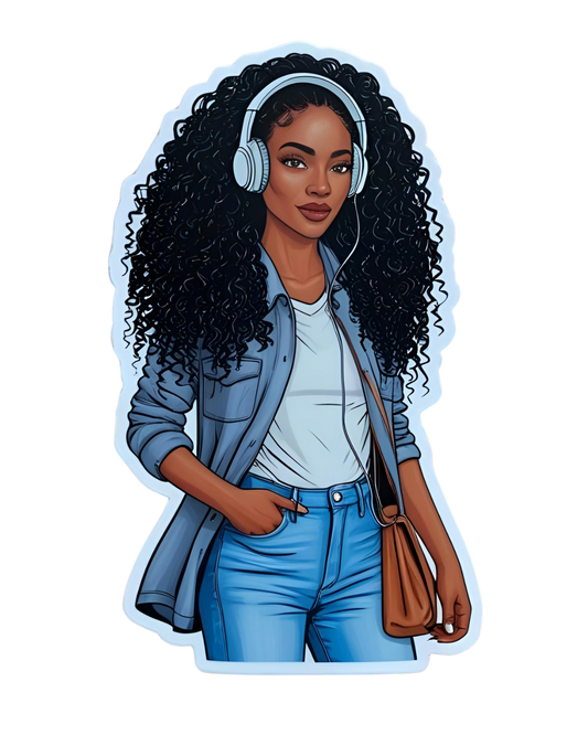 Black Woman with Headphones Sticker
